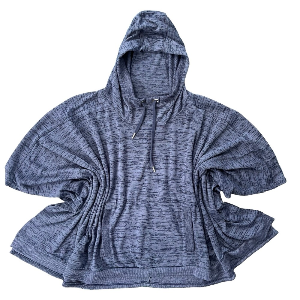 Athleta Women L Blue Space Dye Hooded Blissful Techie Oversized Poncho 721575-01